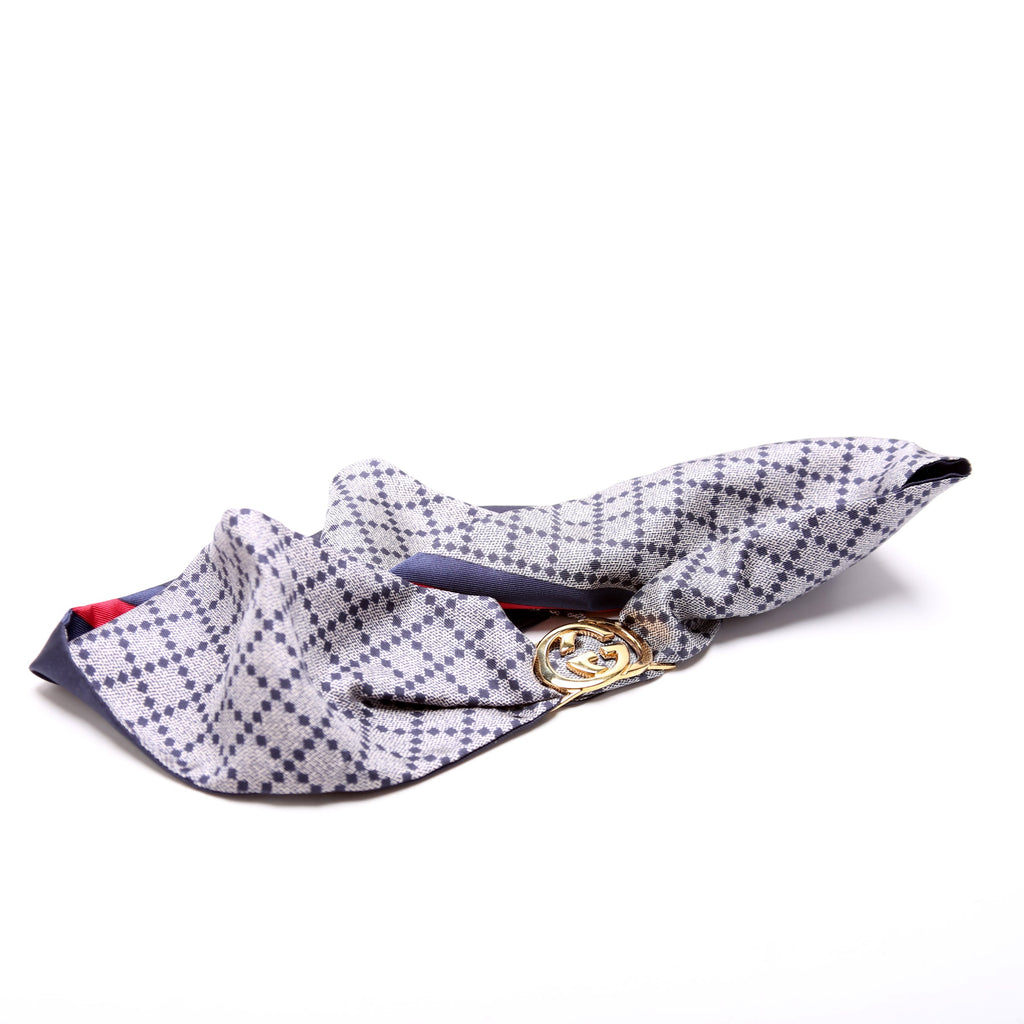 Diamante Silk Twill With Interlocking Ring Scarf