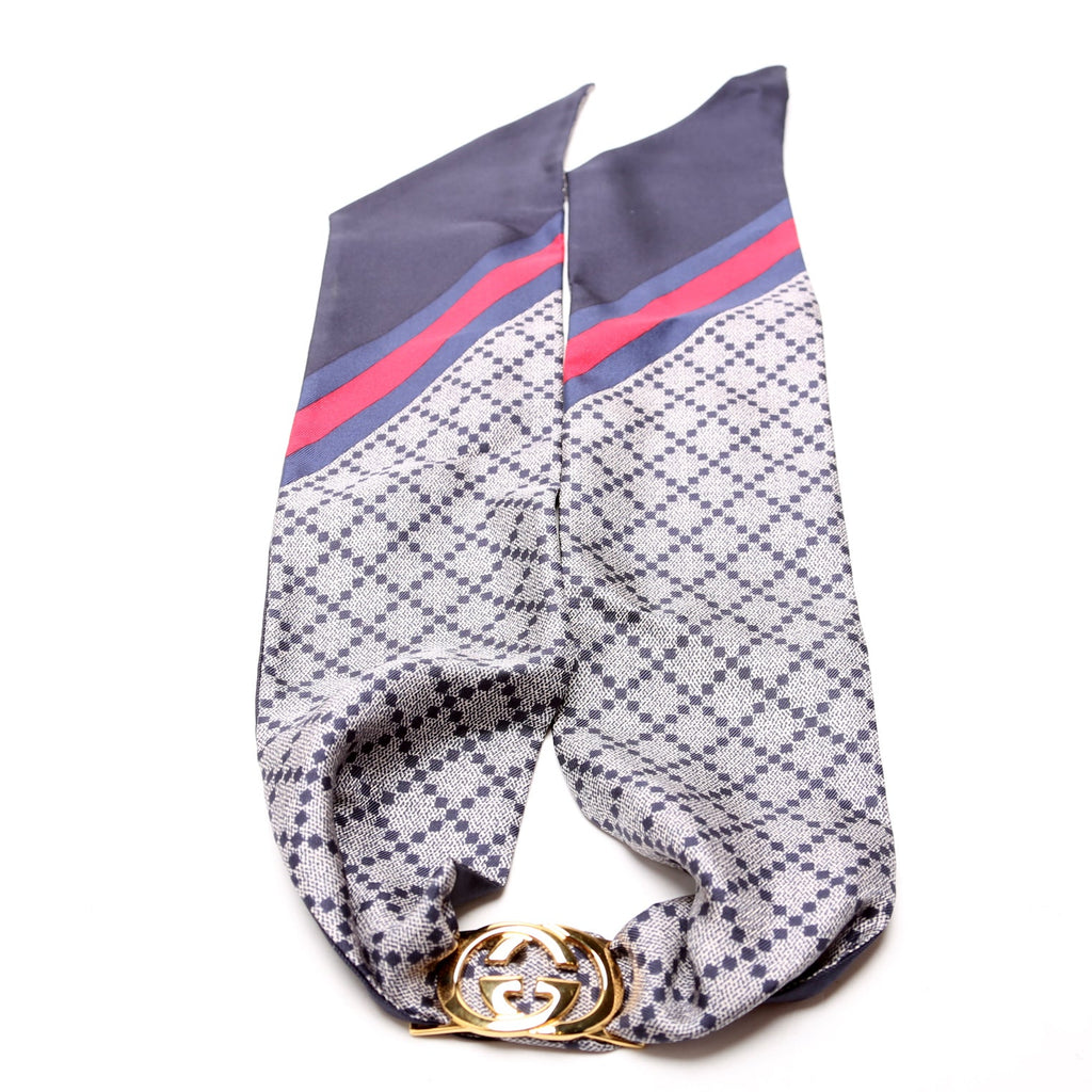 Diamante Silk Twill With Interlocking Ring Scarf