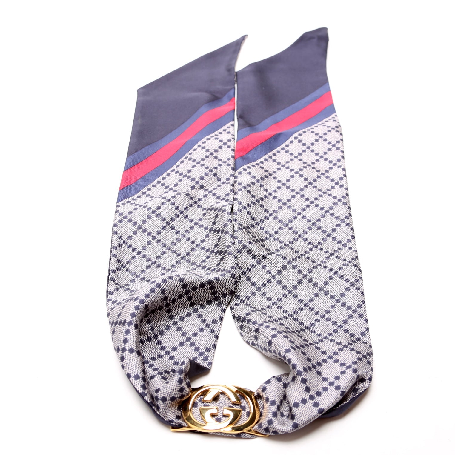 Diamante Silk Twill With Interlocking Ring Scarf