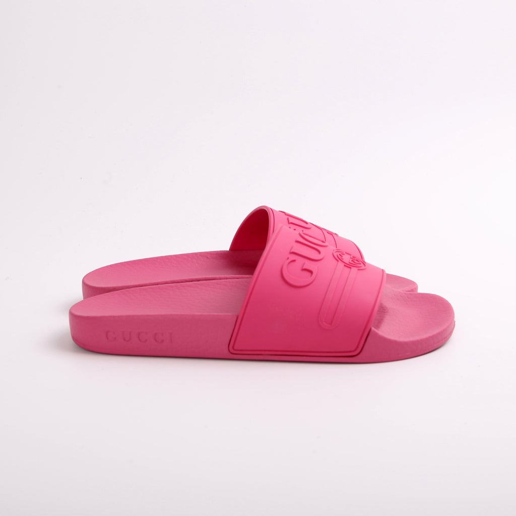Gucci Pursuit Logo Rubber Slides Size 35
