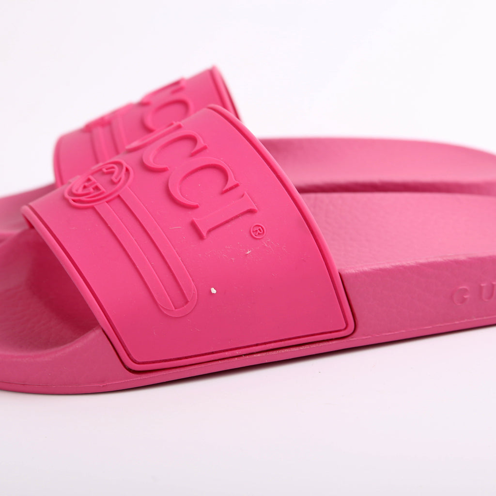 Gucci Pursuit Logo Rubber Slides Size 35