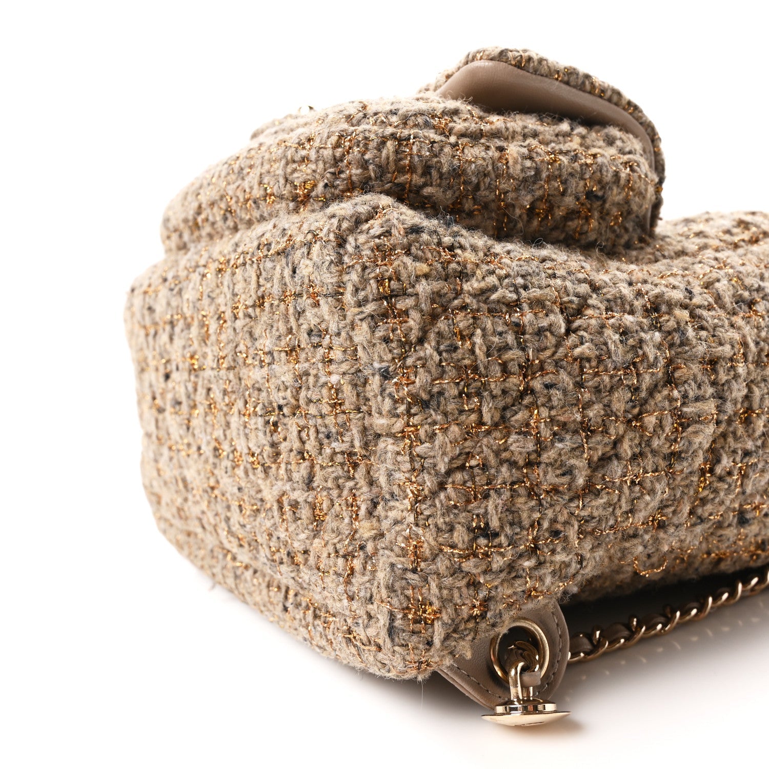 Chanel Tweed Front Pocket Backpack Beige