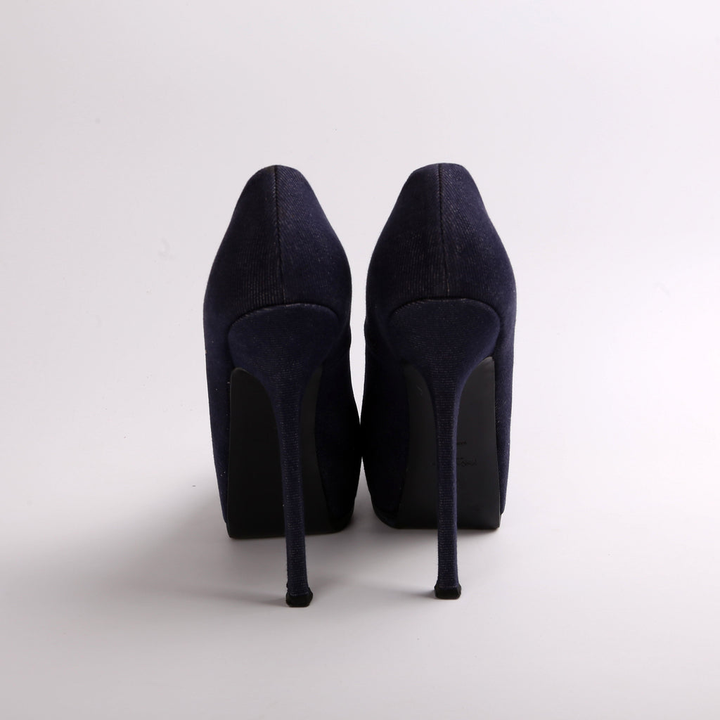 SAINT LAURENT Tribtoo Denim Pumps Size 41