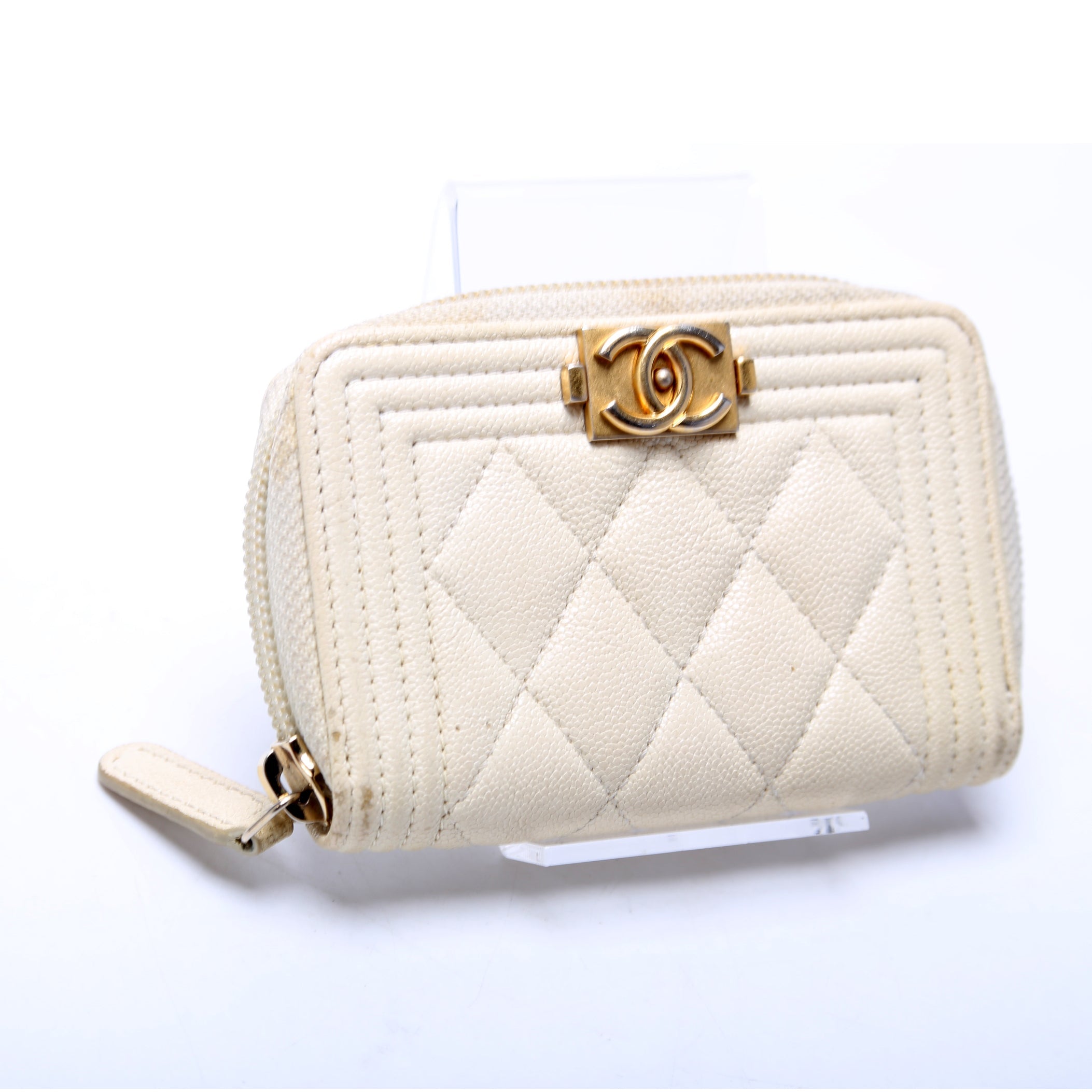 Boy Zip Around Coin Purse Caviar Chevron 26M