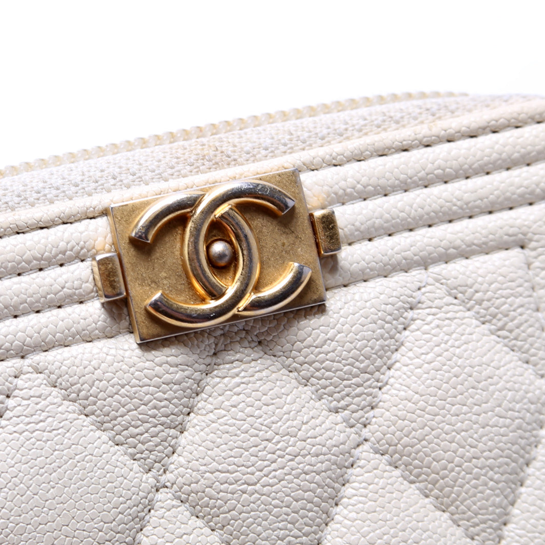 Boy Zip Around Coin Purse Caviar Chevron 26M