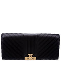 CC Flip Lock Pleated Satin Clutch 29M