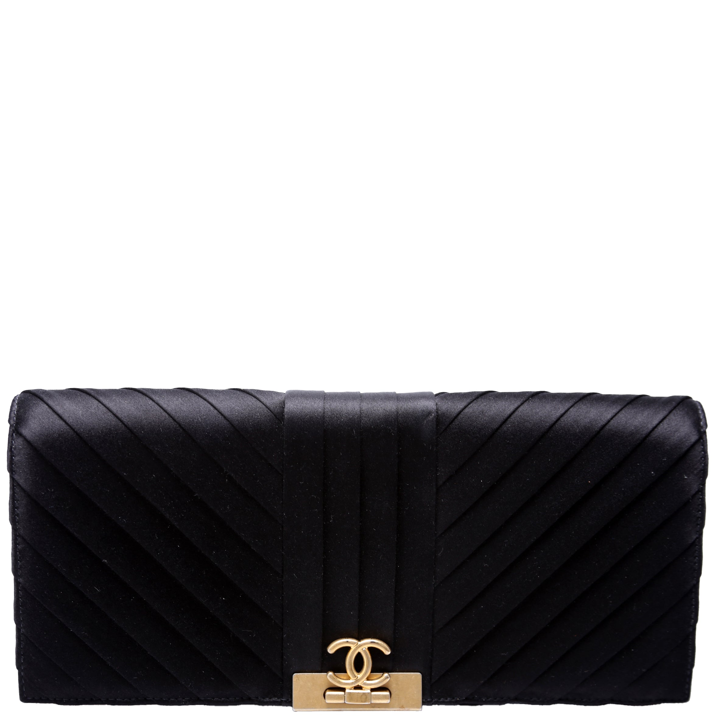 CC Flip Lock Pleated Satin Clutch 29M