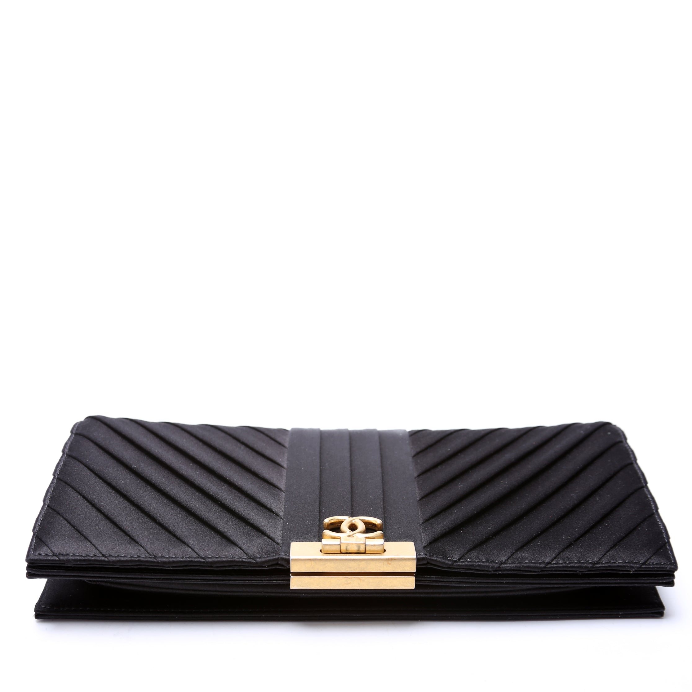 CC Flip Lock Pleated Satin Clutch 29M
