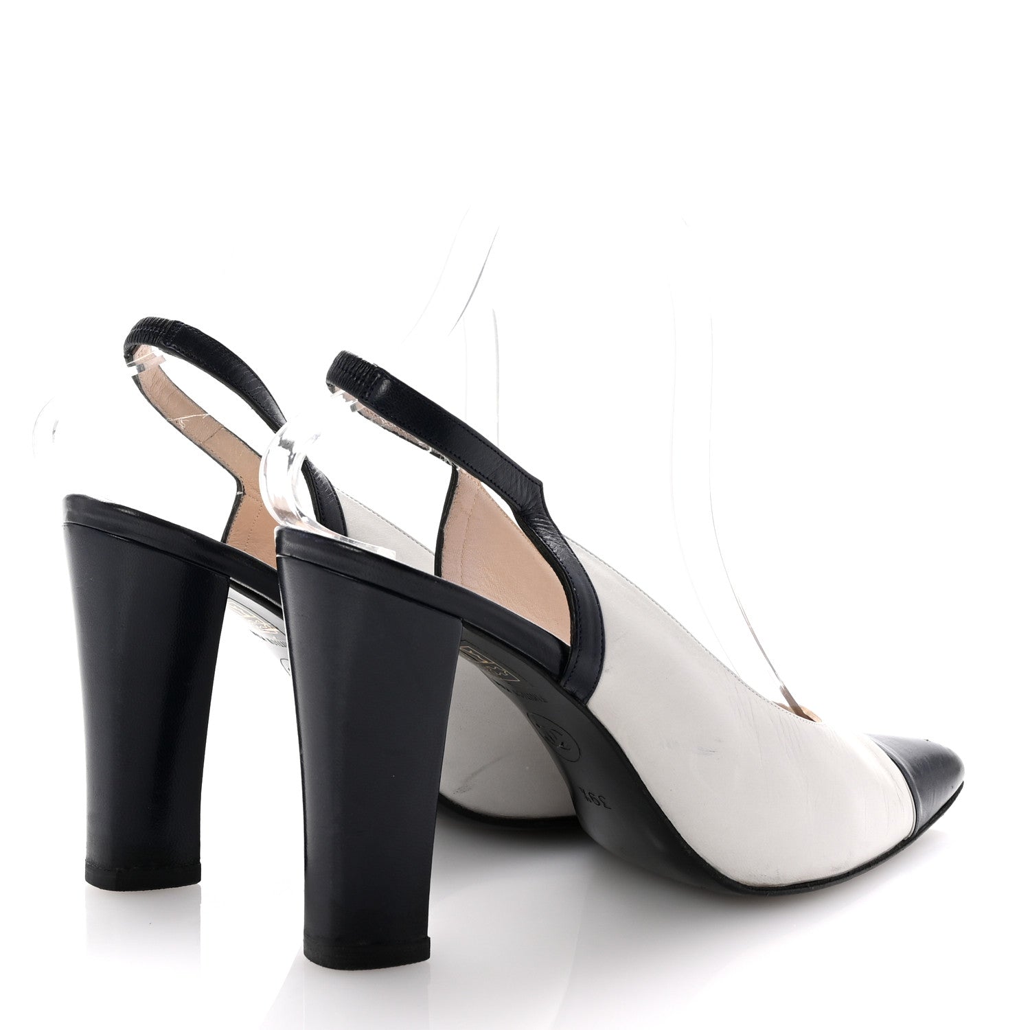 Pointed Cap Toe Slingback Pumps 39.5 Grey Navy