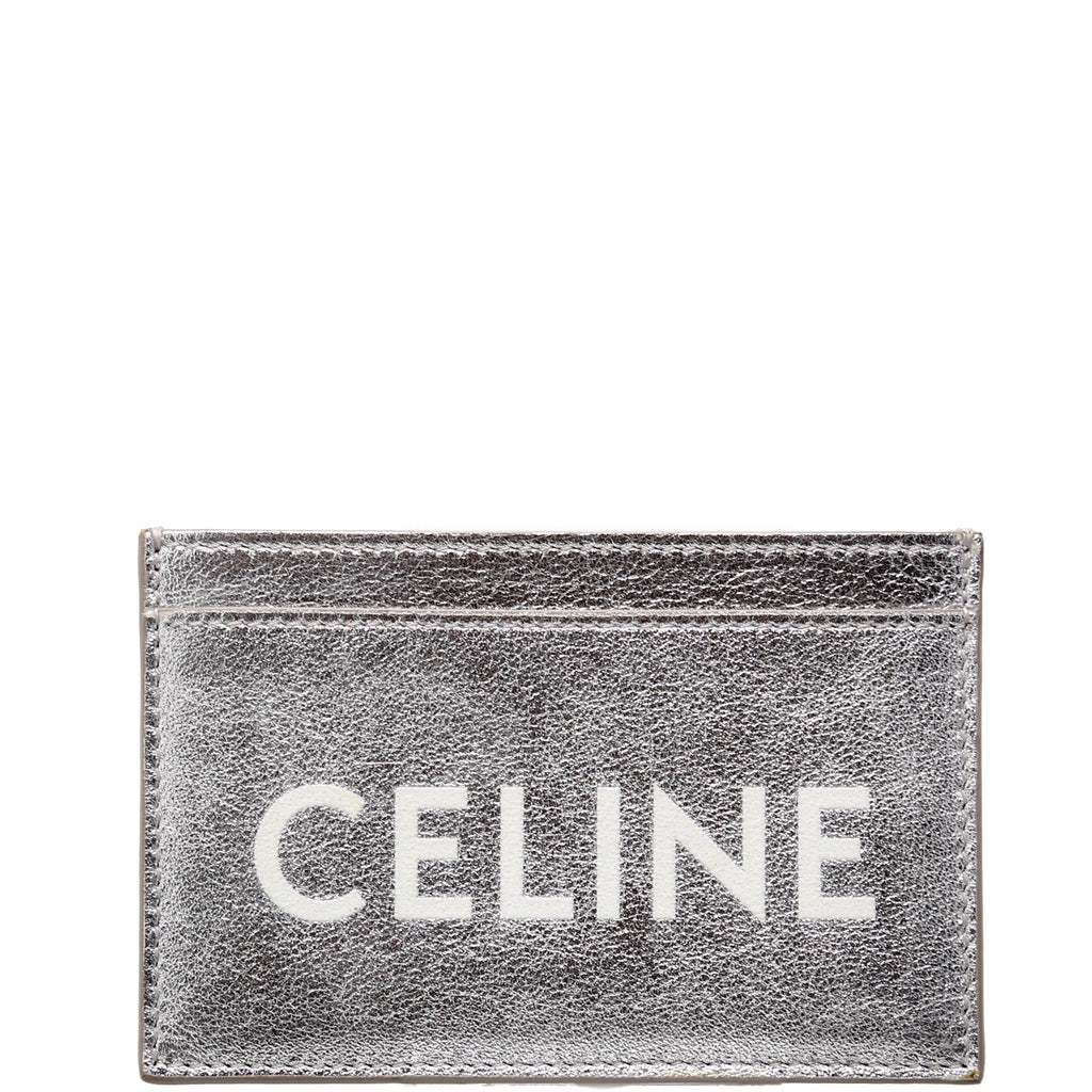 Logo Leather Card Holder Silver