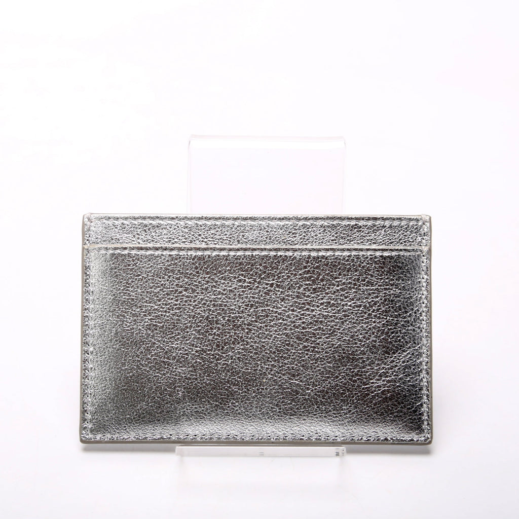 Logo Leather Card Holder Silver