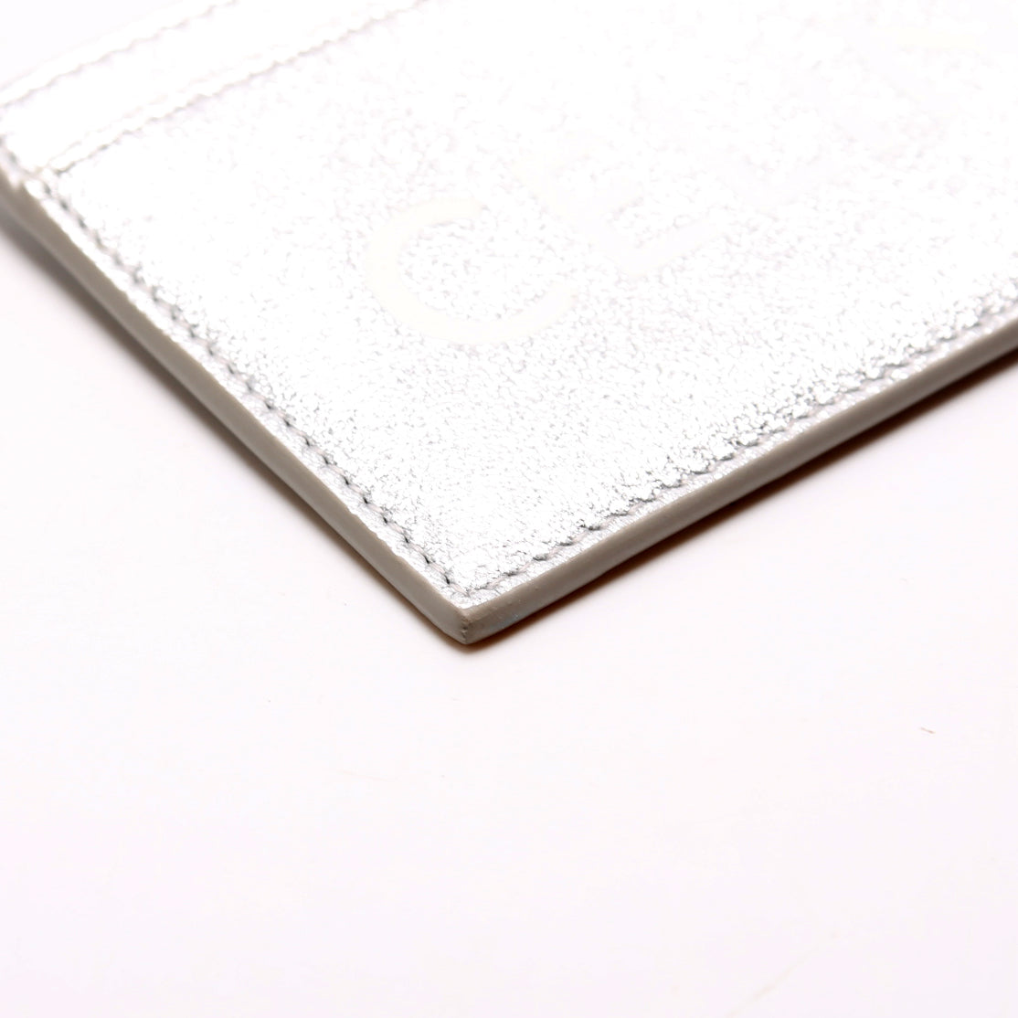 Logo Leather Card Holder Silver