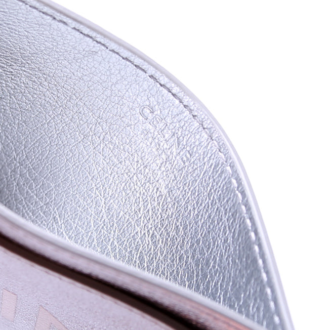 Logo Leather Card Holder Silver