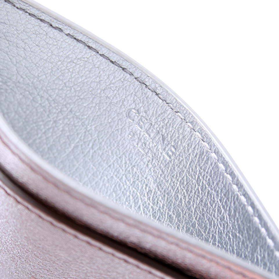 Logo Leather Card Holder Silver