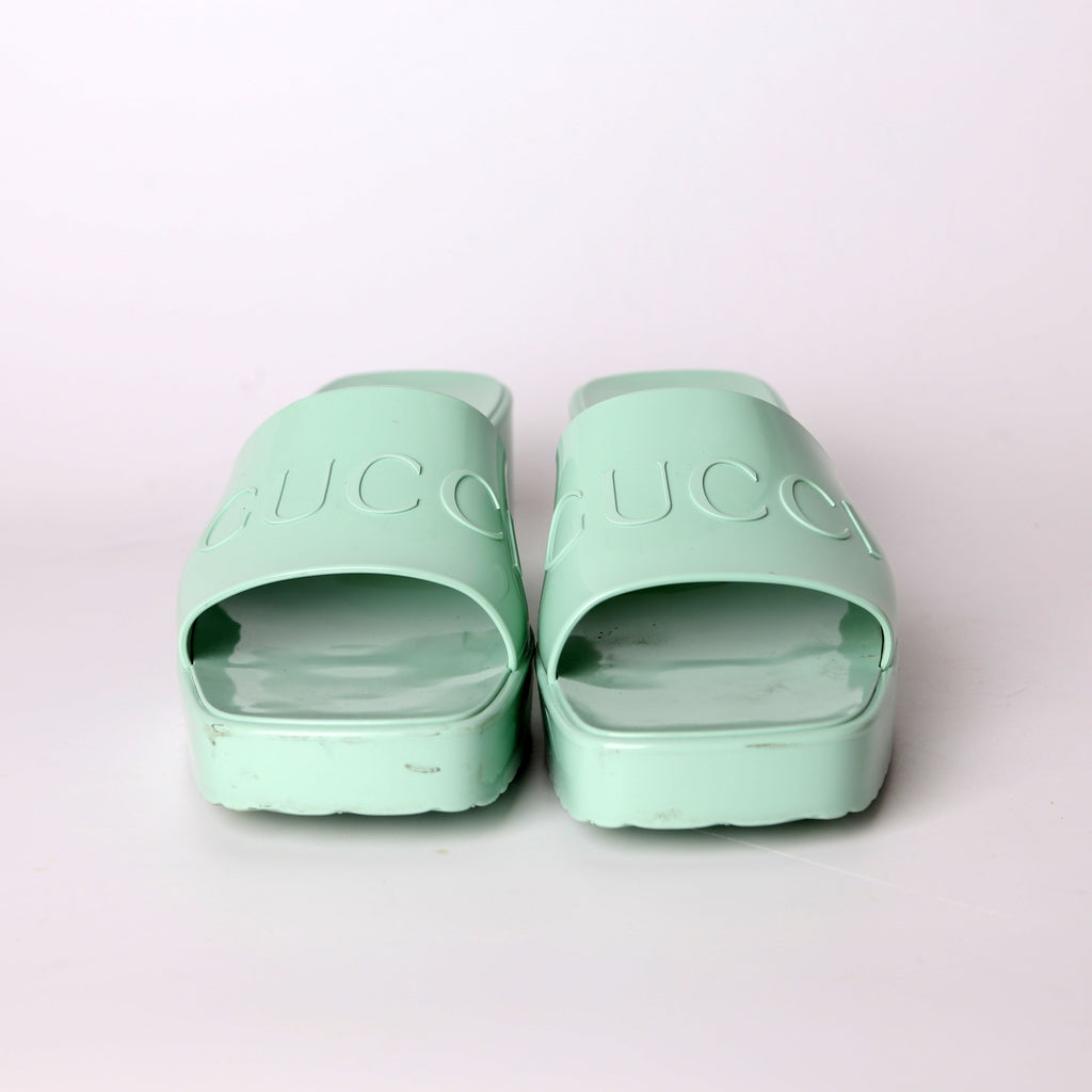 Gucci Logo Rubber Slides Size 39