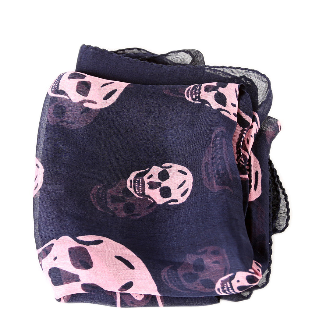 Skull Print Square Silk Scarf