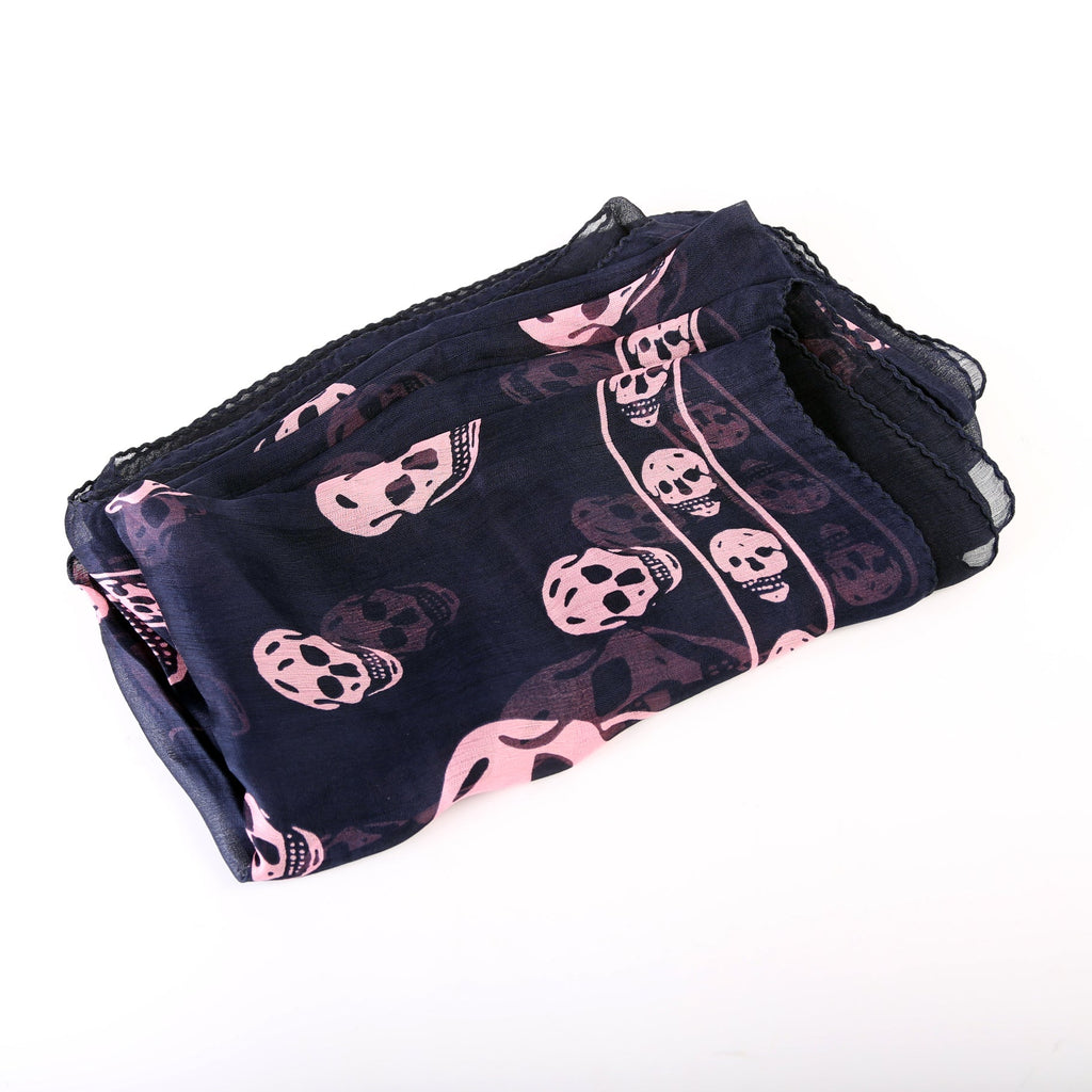 Skull Print Square Silk Scarf