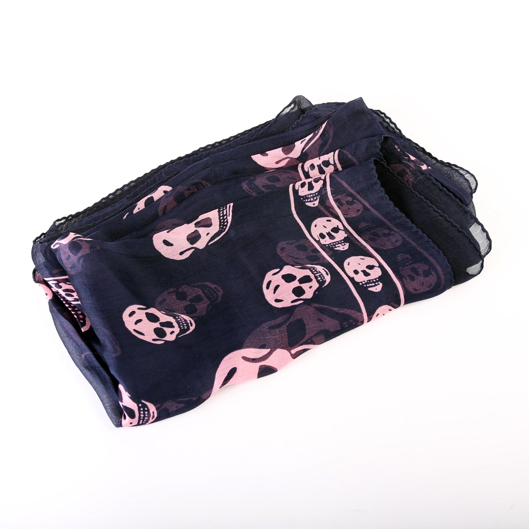 Skull Print Square Silk Scarf