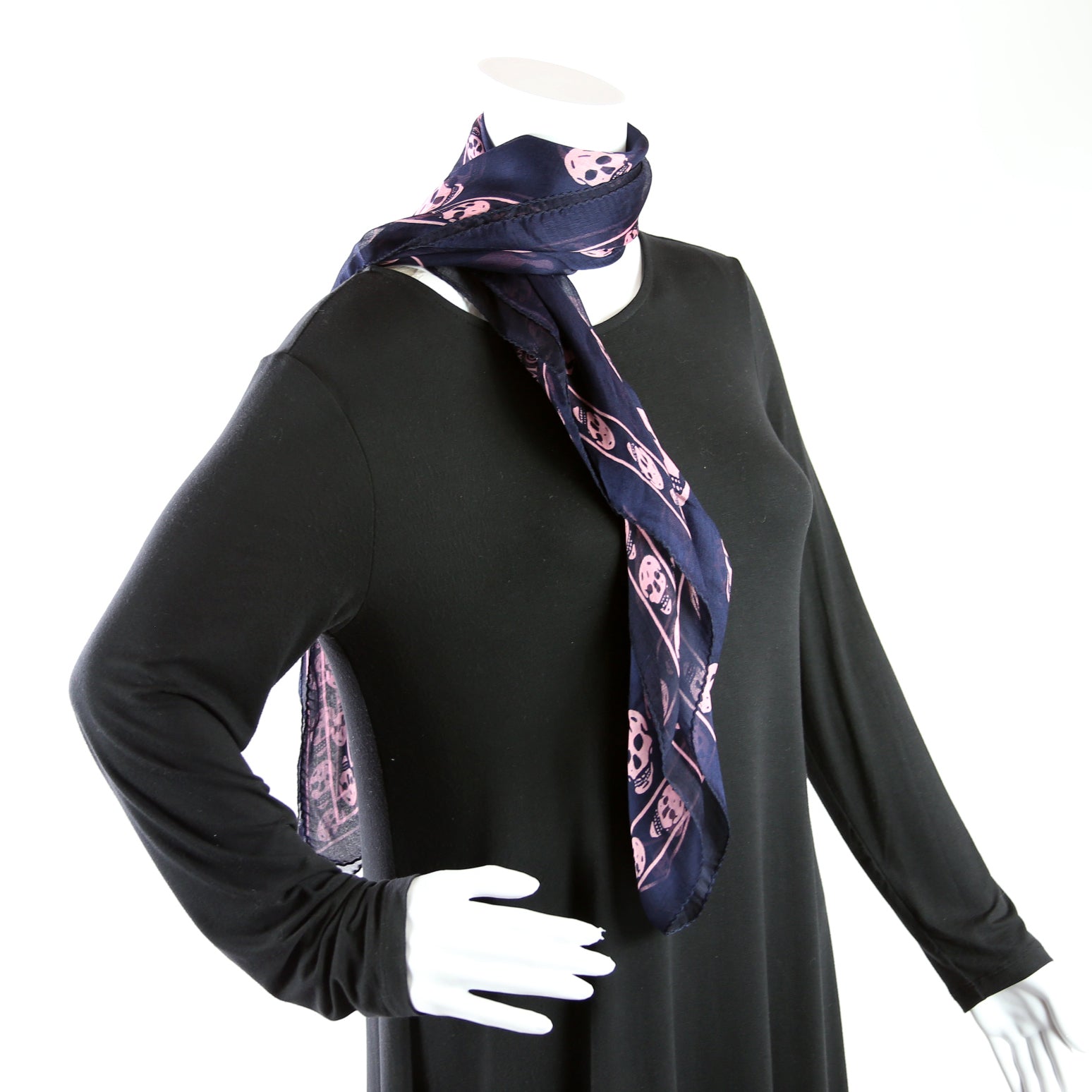 Skull Print Square Silk Scarf