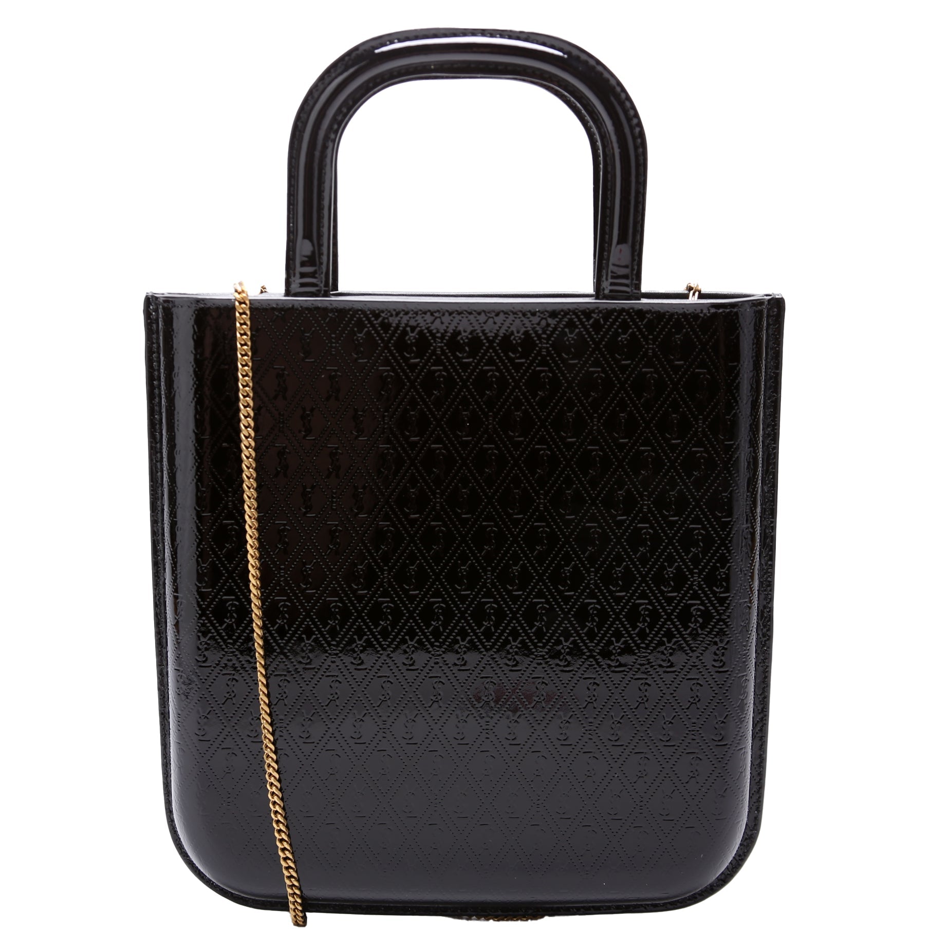 SAINT LAURENT All Over Logo Embossed Mini Shopping Bag 715201