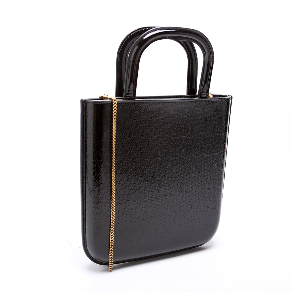 SAINT LAURENT All Over Logo Embossed Mini Shopping Bag 715201