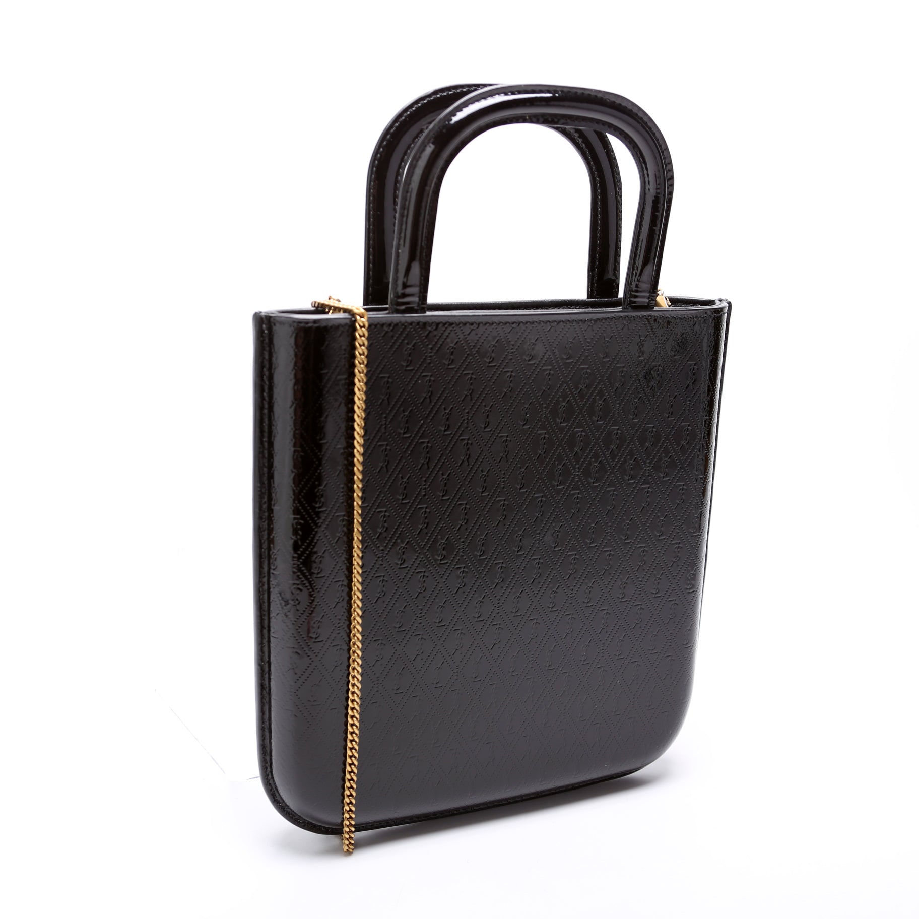 SAINT LAURENT All Over Logo Embossed Mini Shopping Bag 715201