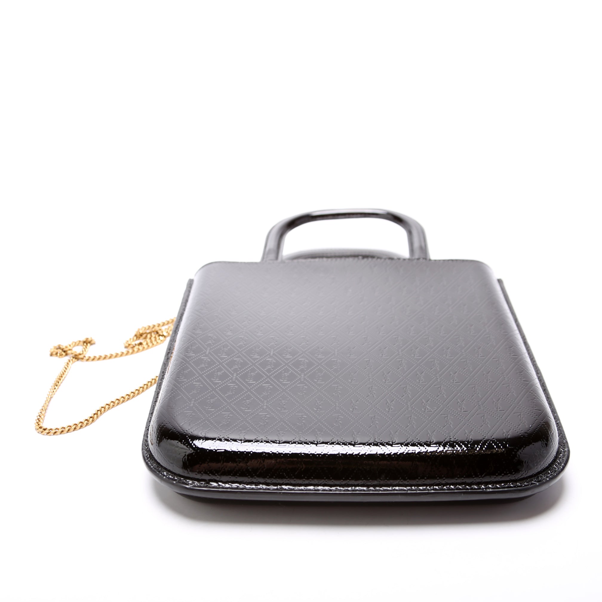 SAINT LAURENT All Over Logo Embossed Mini Shopping Bag 715201