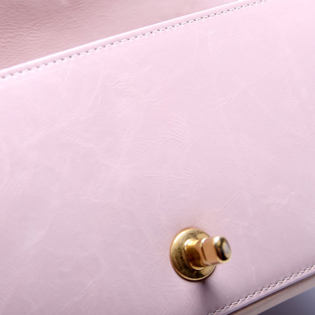 Straight Lined Mini Flap Bag Quilted Glazed Calfskin 24M