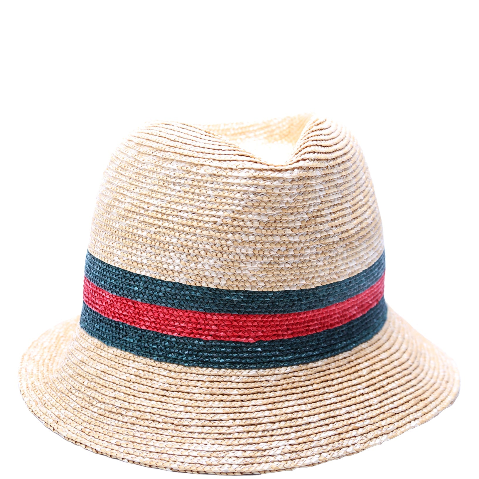 Striped Straw Fedora Hat Size Small
