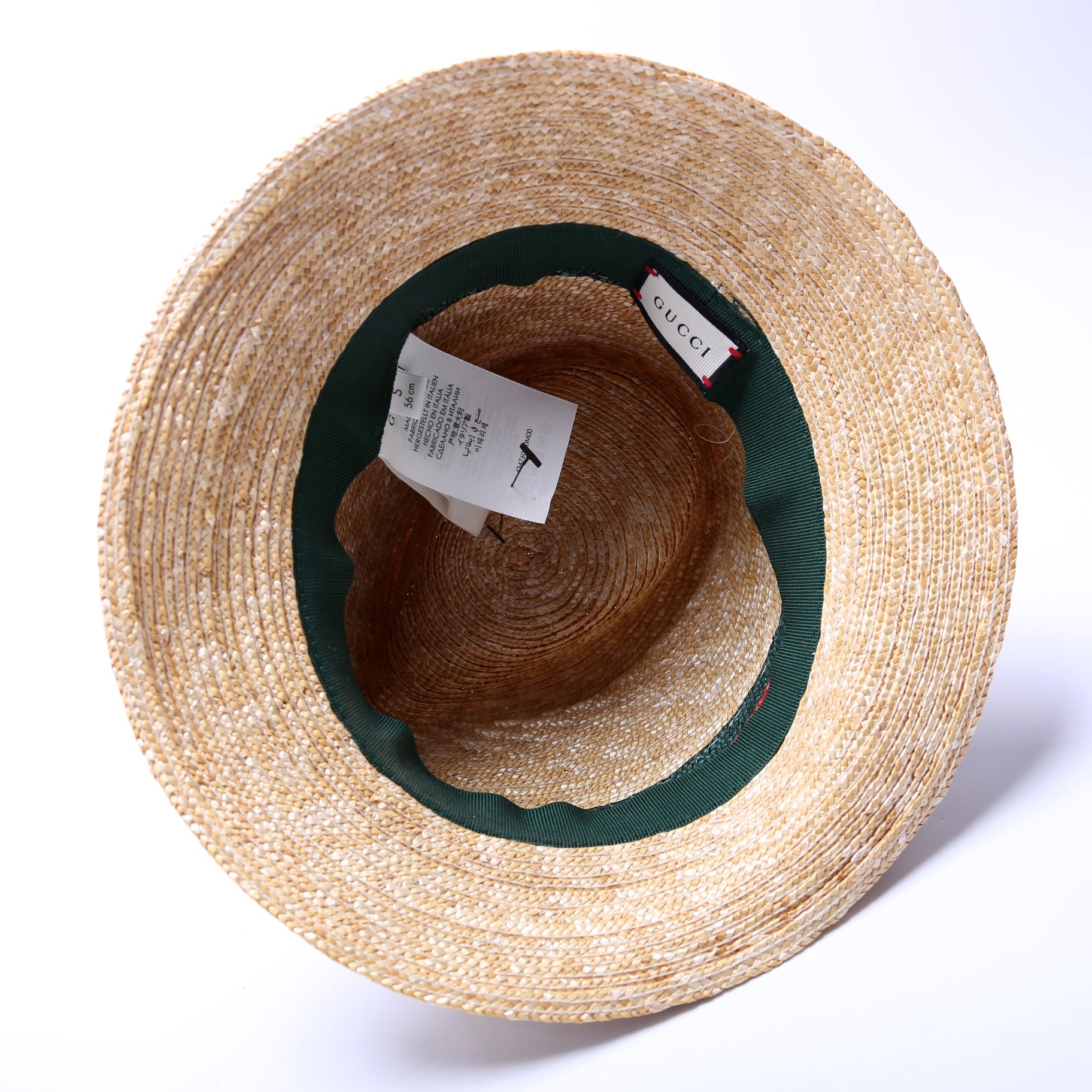 Striped Straw Fedora Hat Size Small