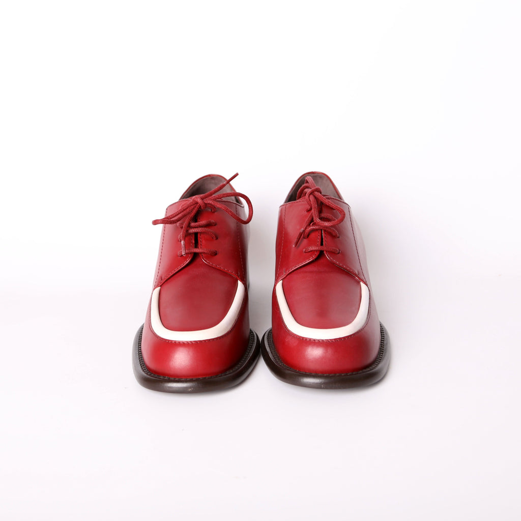 Prada Mid Heel Leather Loafers Size 36