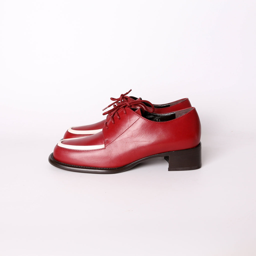 Prada Mid Heel Leather Loafers Size 36