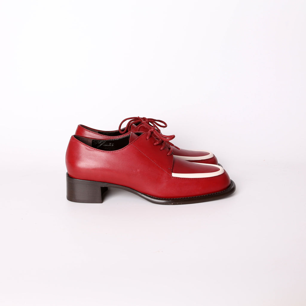 Prada Mid Heel Leather Loafers Size 36
