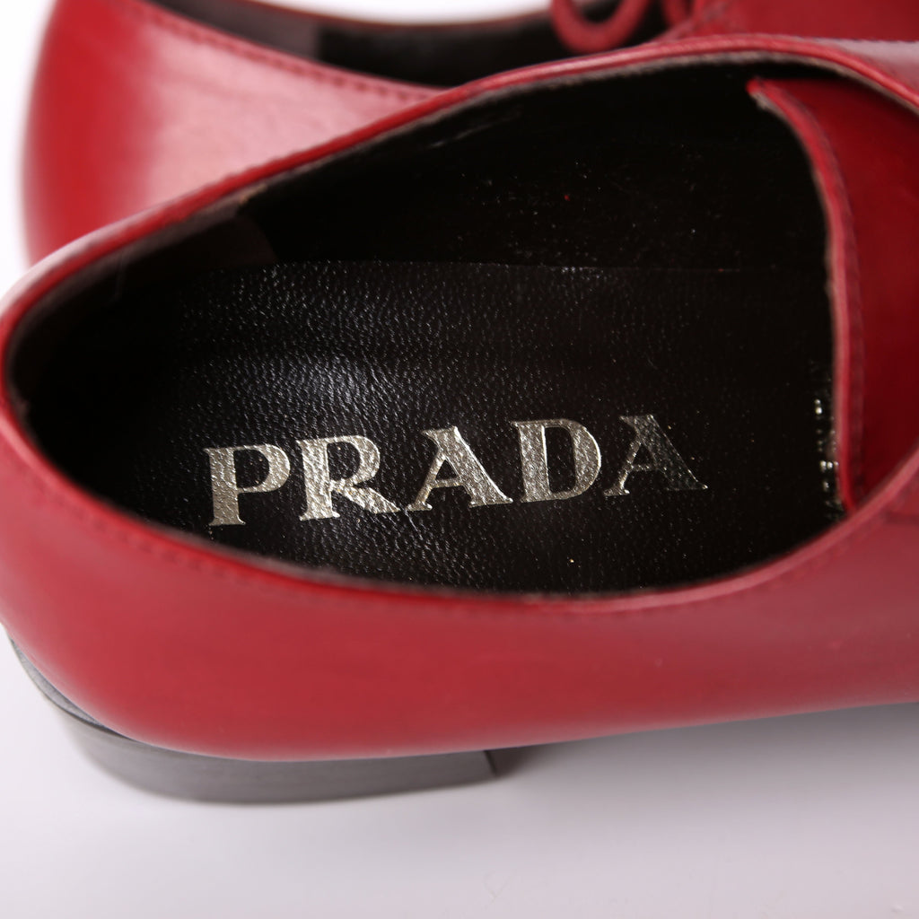 Prada Mid Heel Leather Loafers Size 36