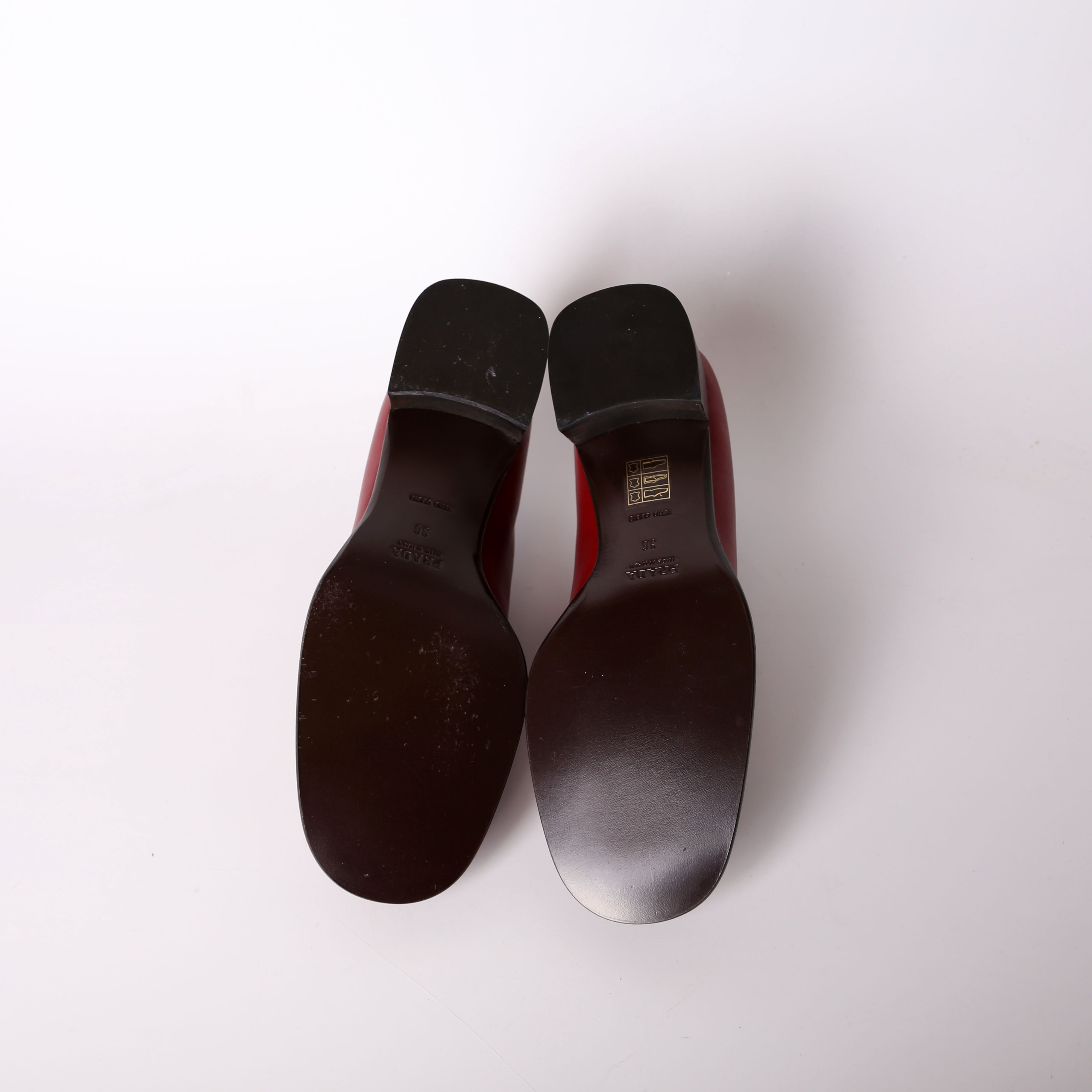 Prada Mid Heel Leather Loafers Size 36
