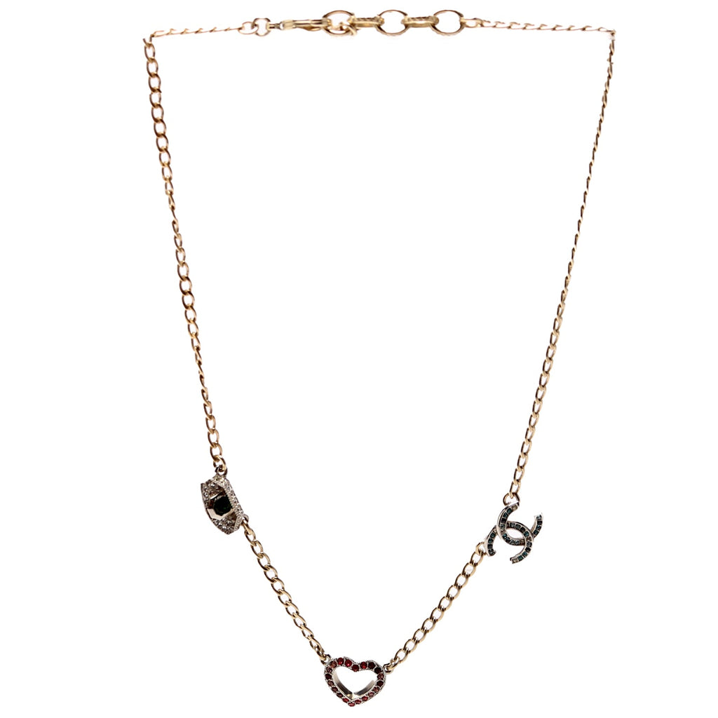 Crystal Eye Heart CC Necklace