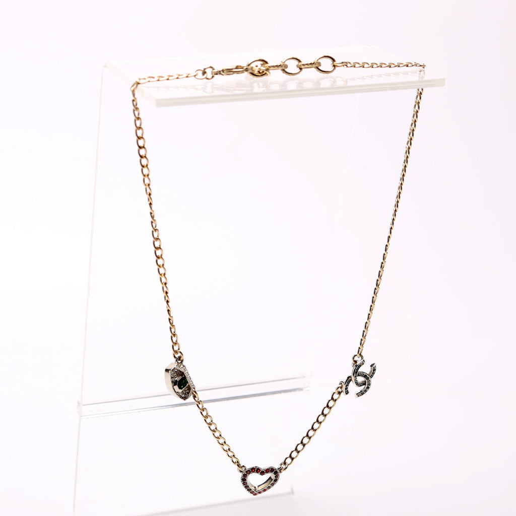 Crystal Eye Heart CC Necklace