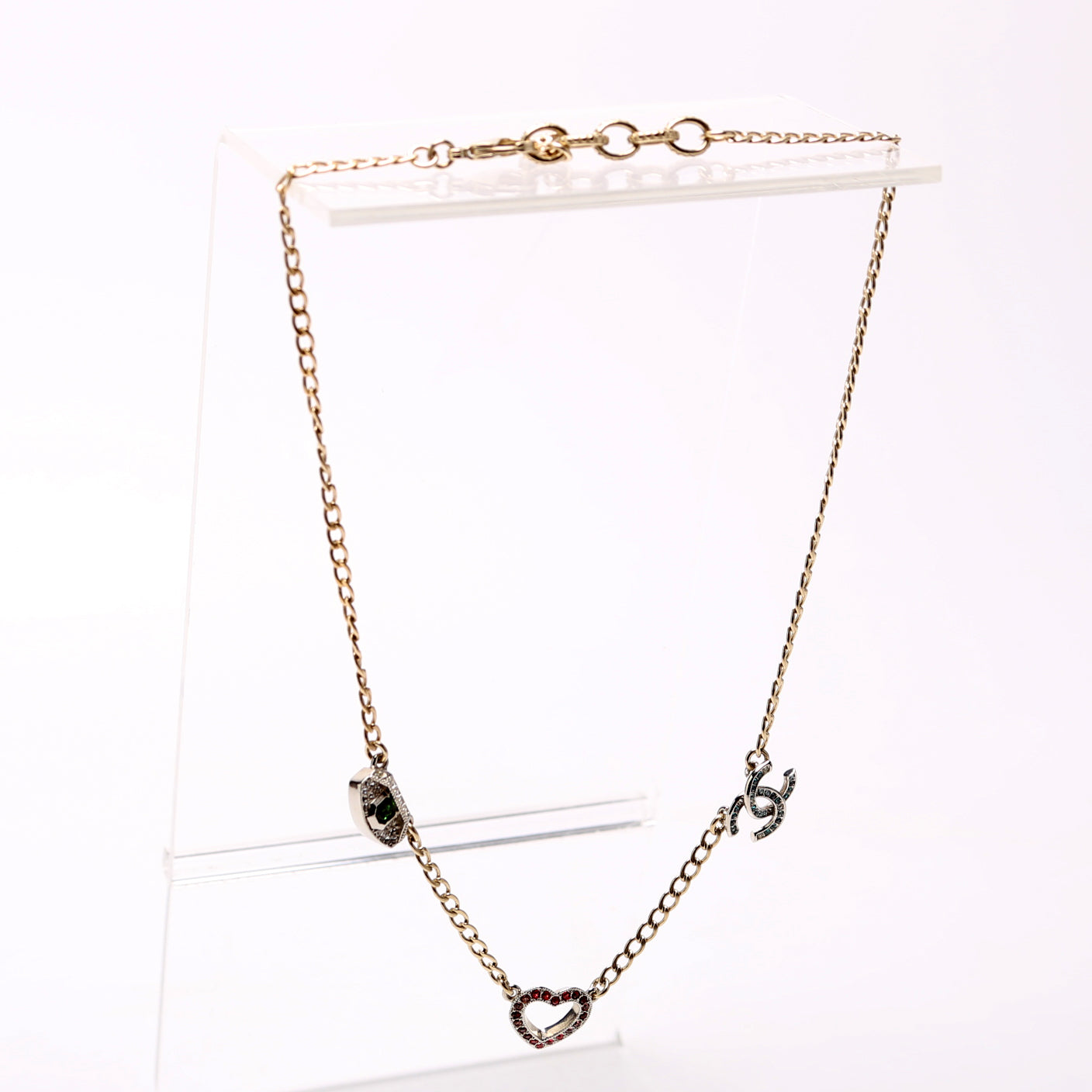 Crystal Eye Heart CC Necklace