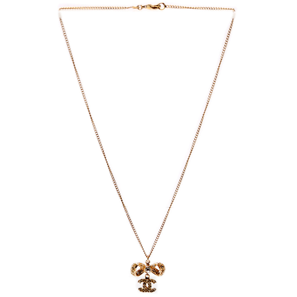 Crystal CC Bow Necklace