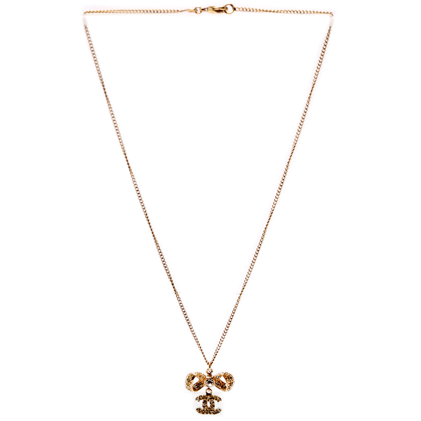 Crystal CC Bow Necklace