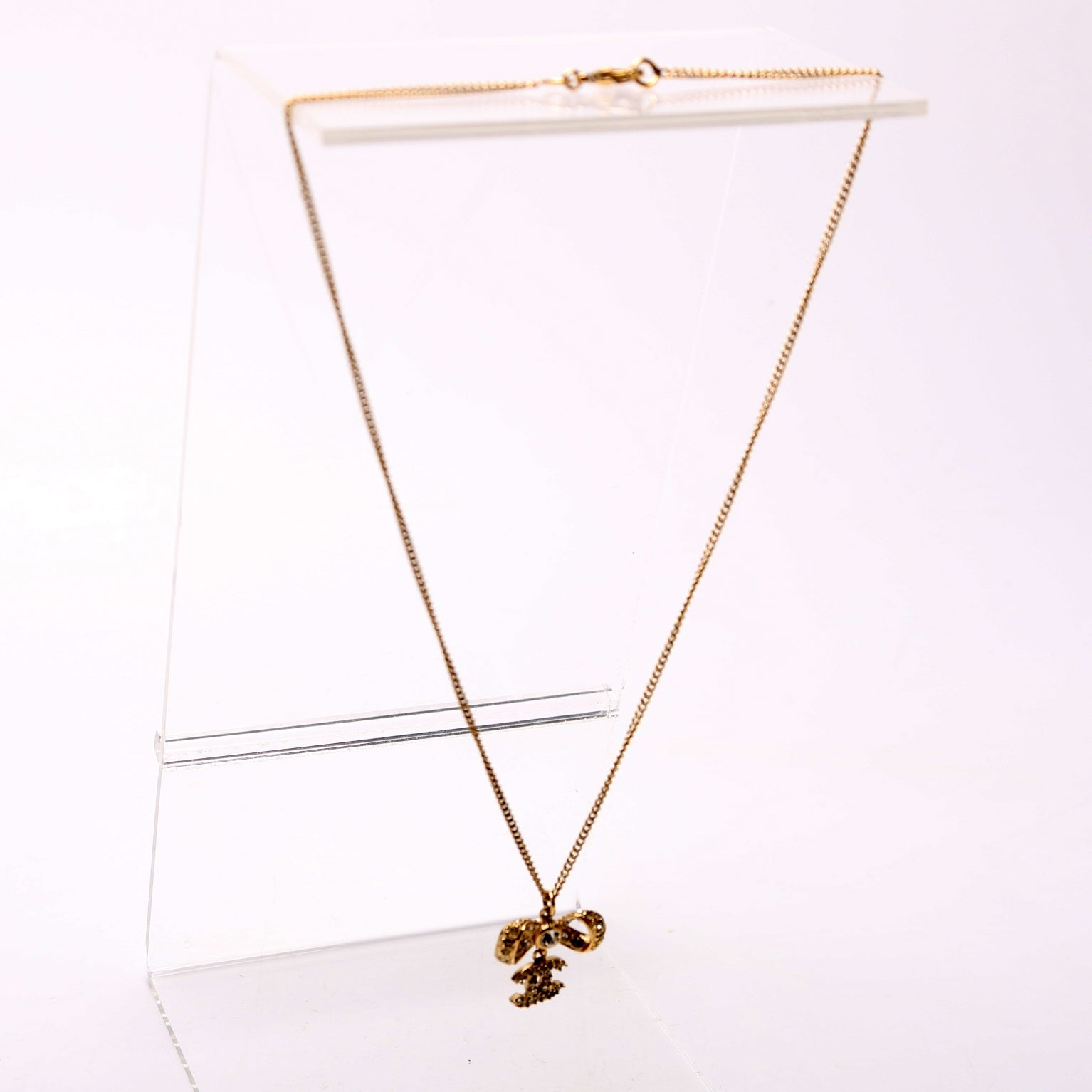 Crystal CC Bow Necklace