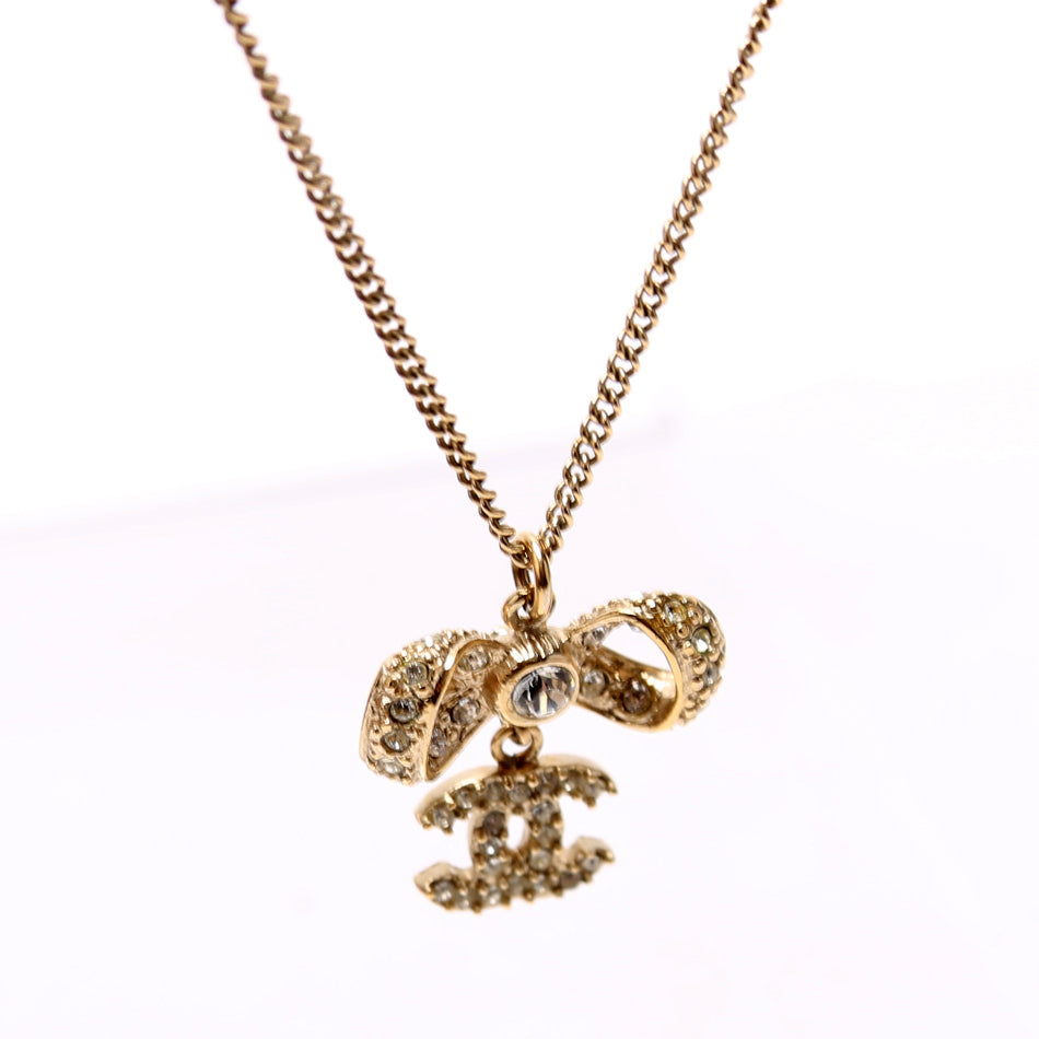 Crystal CC Bow Necklace