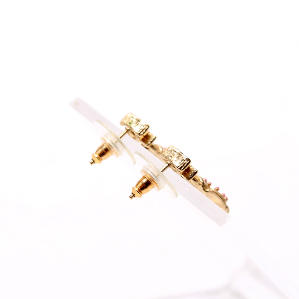 CC Stud Camellia Flower Drop Earrings