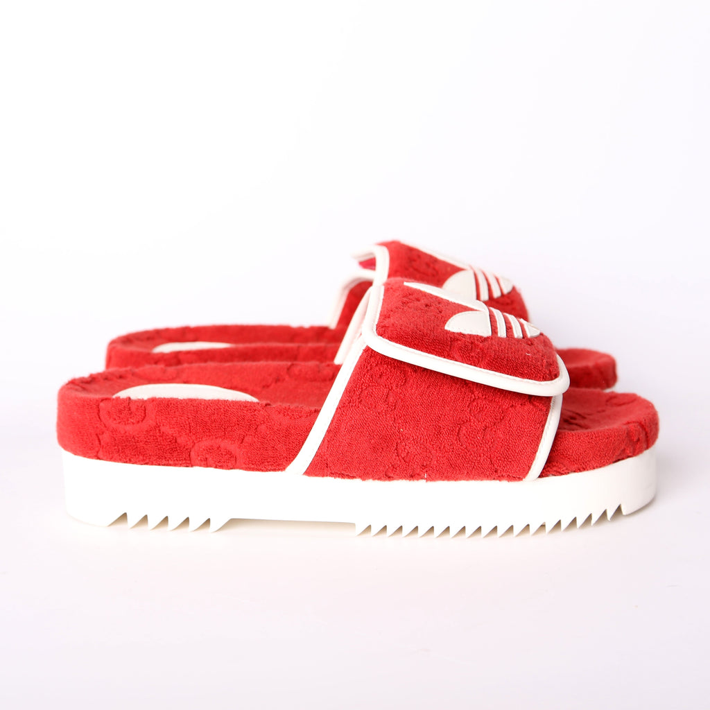 Gucci X Adidas GG Terry Slides Size 40