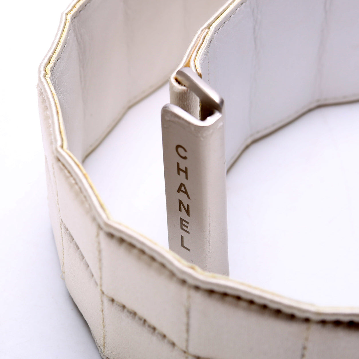 Satin Quilted Logo Belt Size 70 Vintage
