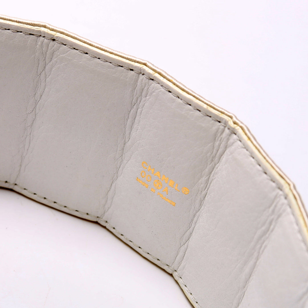 Satin Quilted Logo Belt Size 70 Vintage