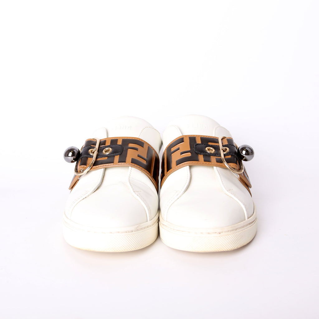Fendi Pearland Leather Sneakers Size 37.5