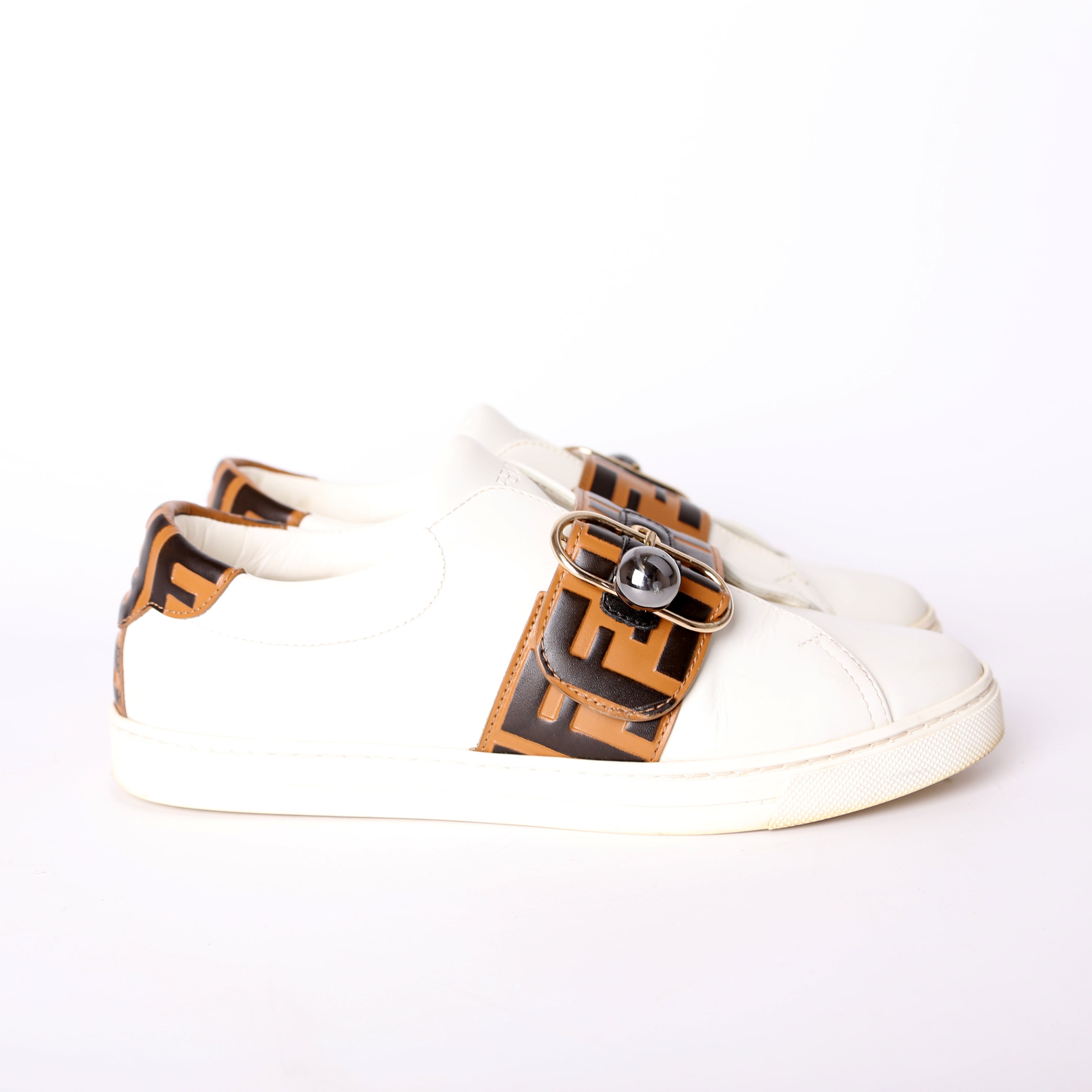 Fendi Pearland Leather Sneakers Size 37.5