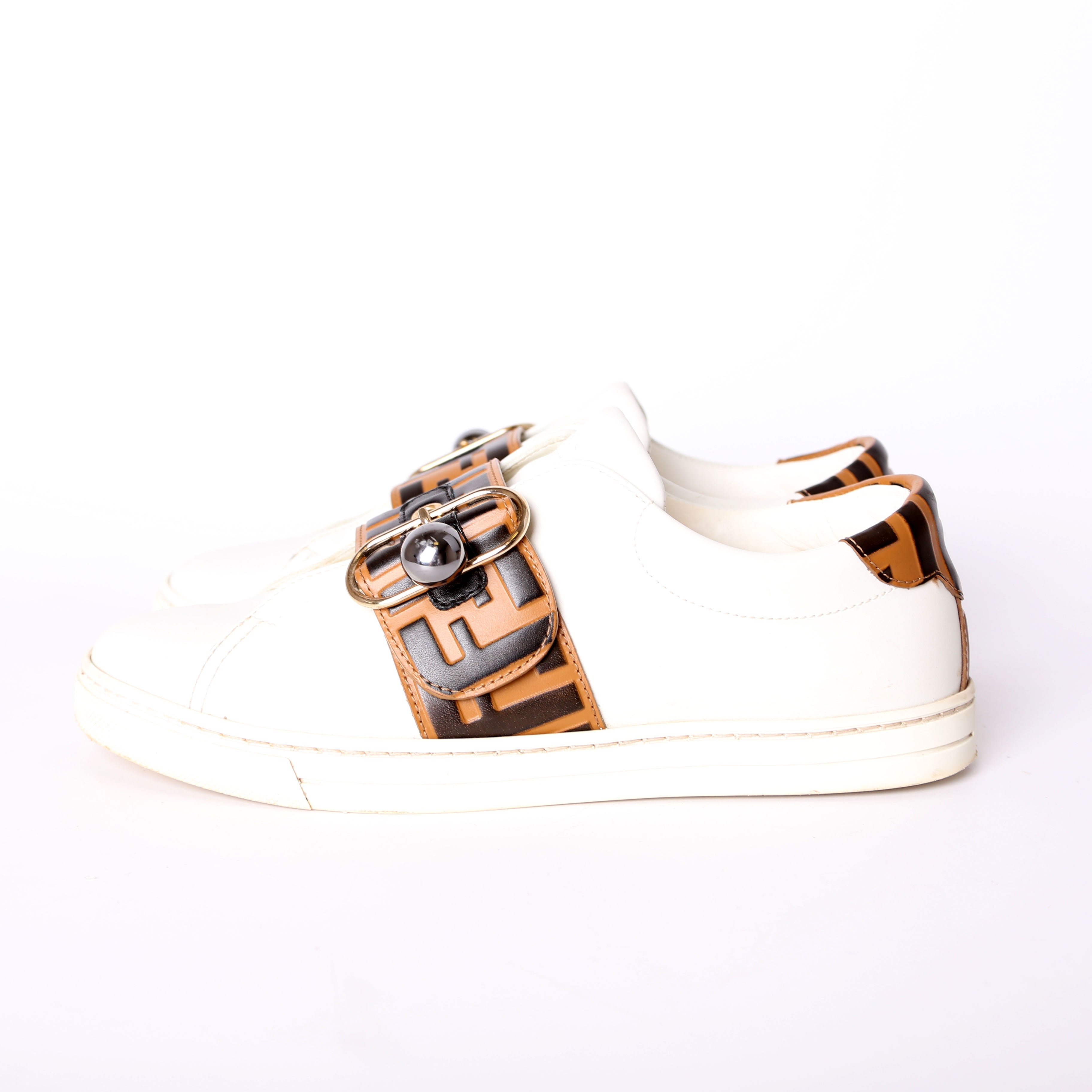Fendi Pearland Leather Sneakers Size 37.5