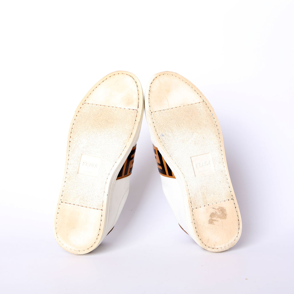 Fendi Pearland Leather Sneakers Size 37.5